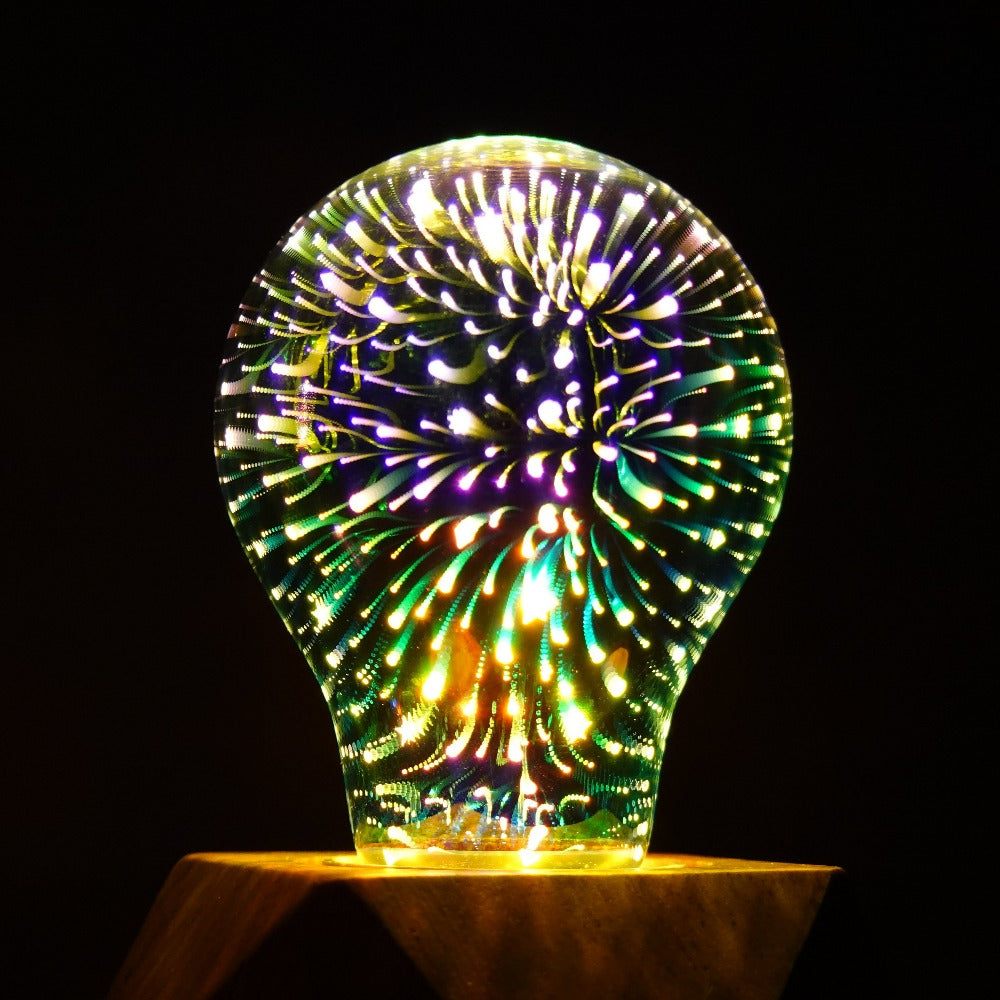 close-up LED bulb colorful galaxy table light