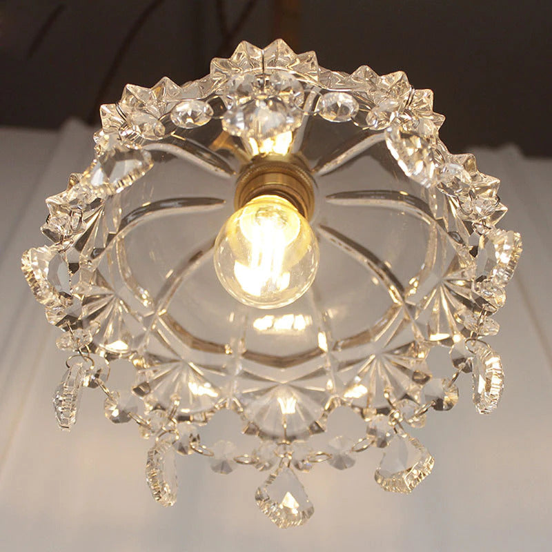 Vintage Glass Crystal Pendant Light