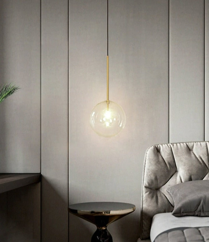 minimalist brass modern LED bedside pendant light