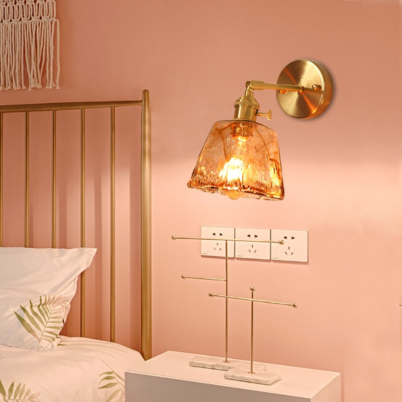 bedside amber glass retro wall lamps