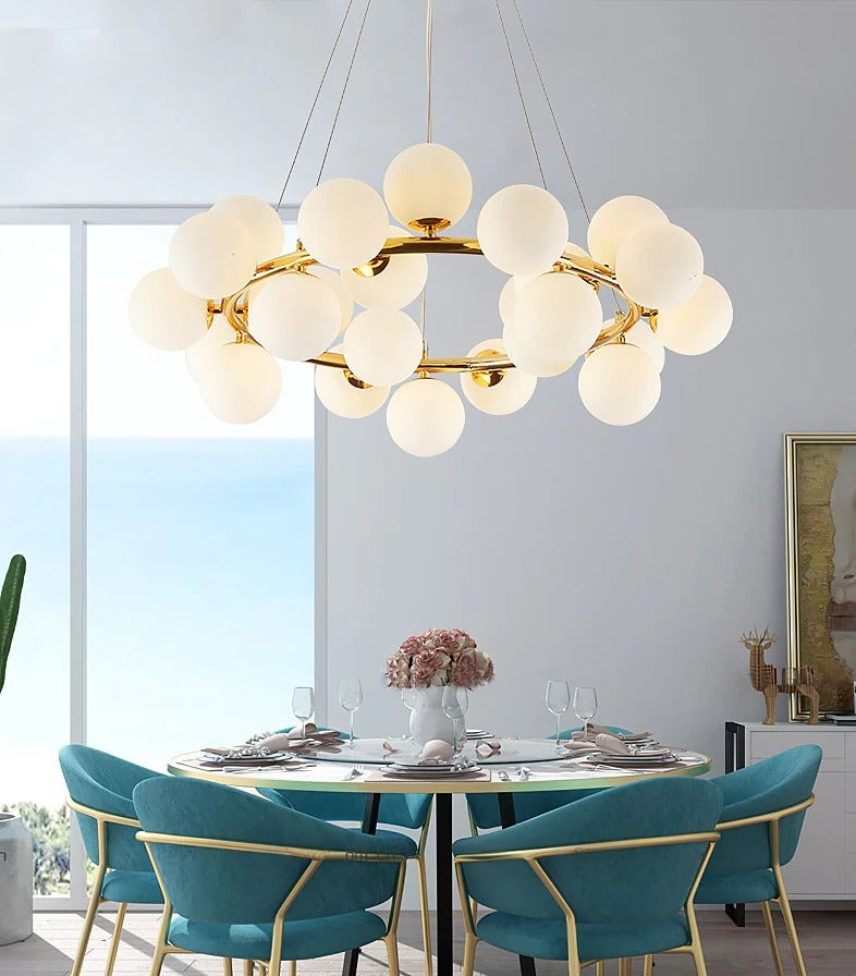 Polished Gold Glass Lamp Shade Chandelier