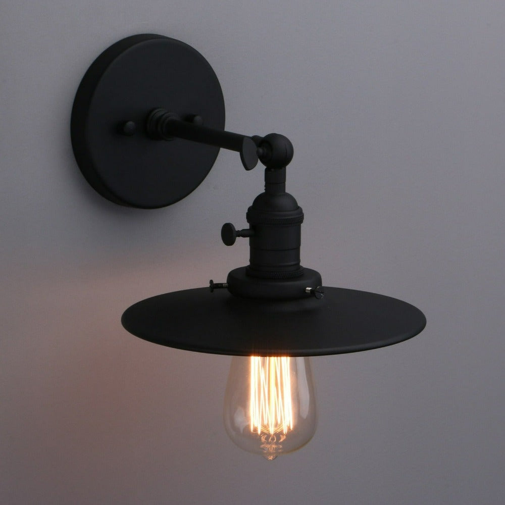matte black mid-century modern lampshade wall sconce