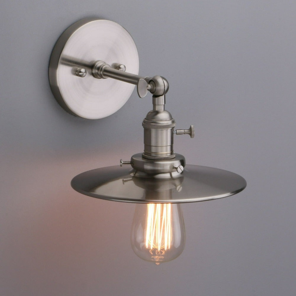 rustic farmhouse wall lights in brushed nickel