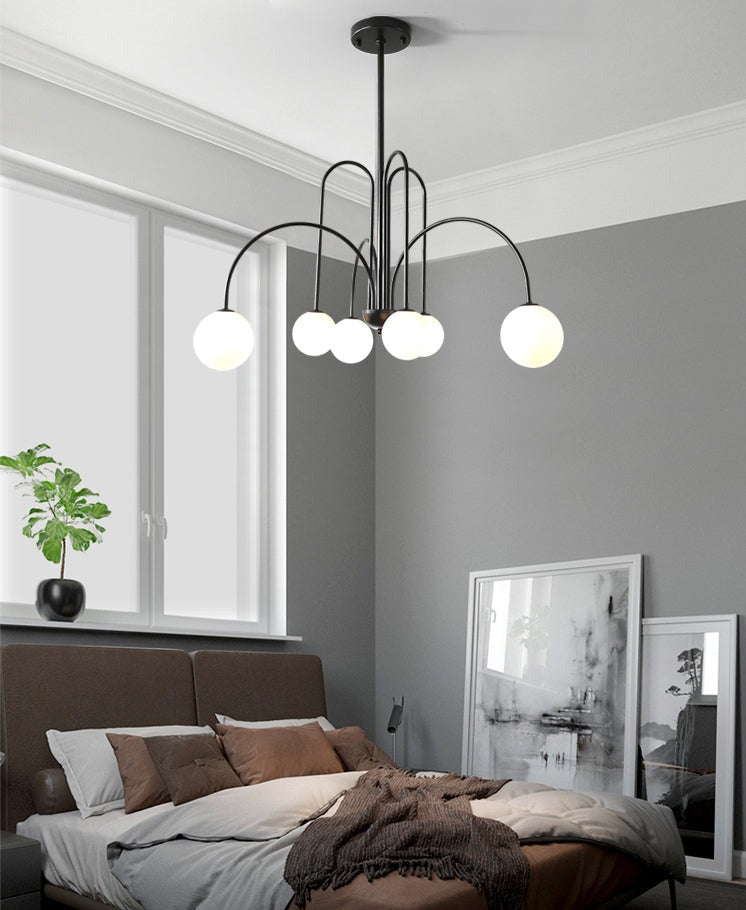 black modern multi-glass bulb chandelier