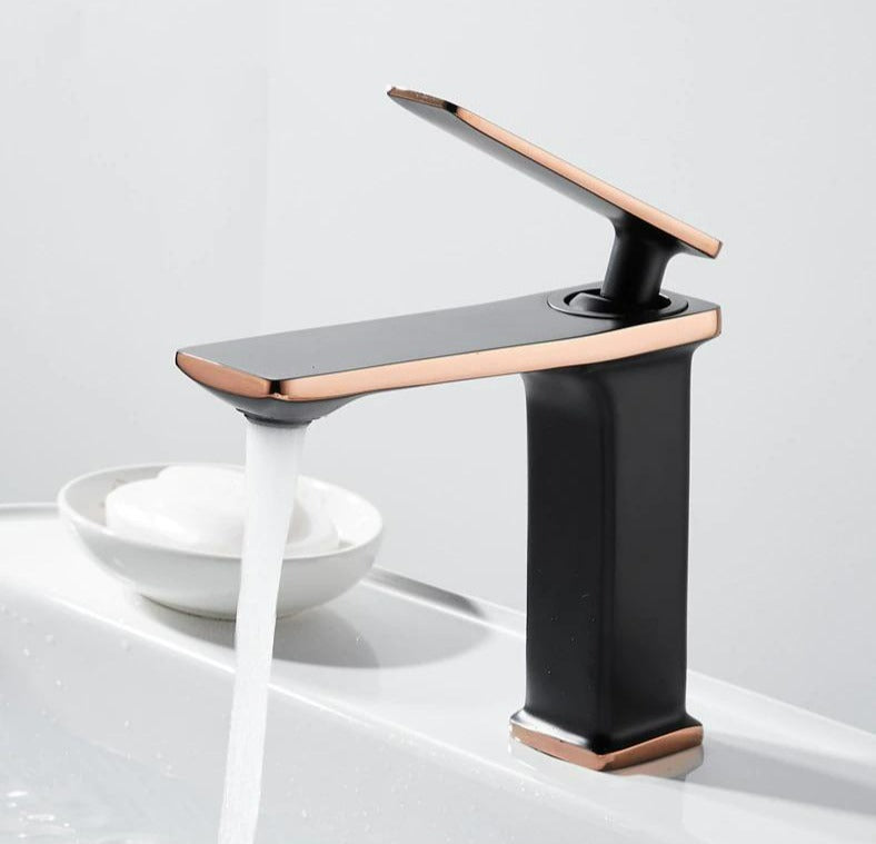 Modern black and rose gold bathroom faucet