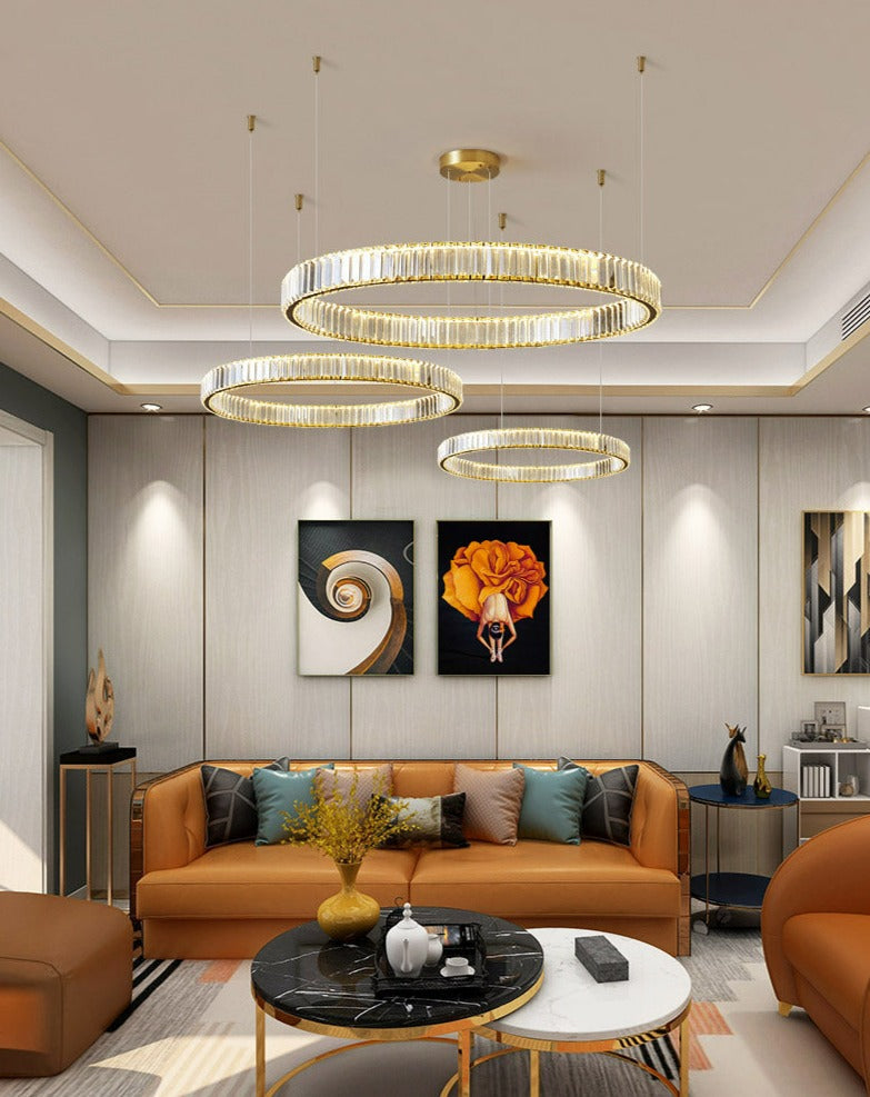 Modern glass ring chandelier dimmable