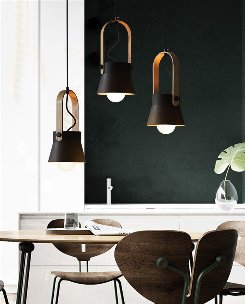 matte black wood nordic pendant lights