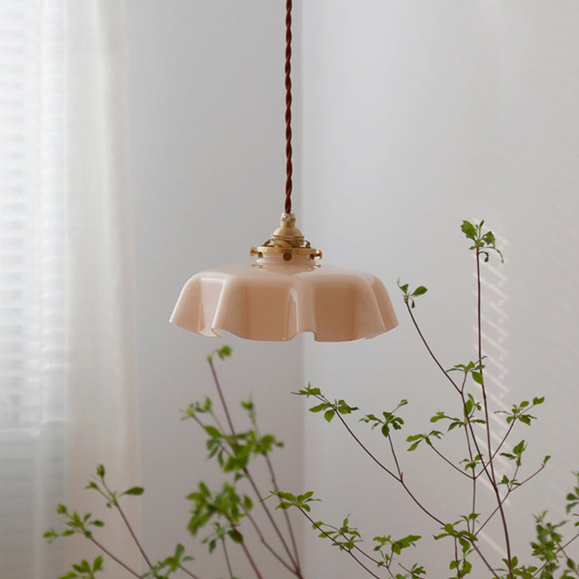 pink retro glass pendant light