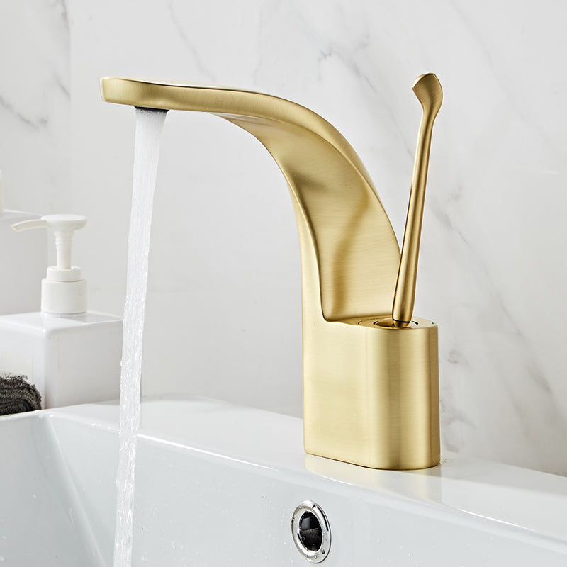 Gold modern curved bathroom faucet