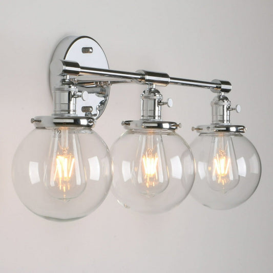 retro chrome three bulb vintage style wall sconce