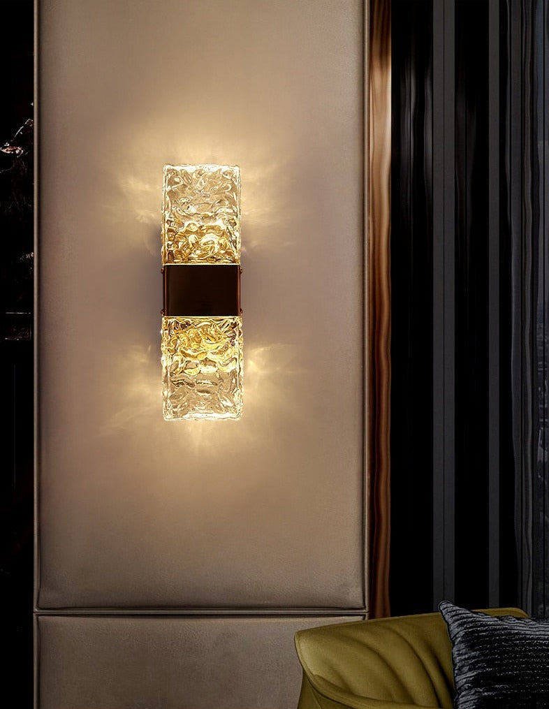 Roma - Textured Glass Crystal Wall Sconce