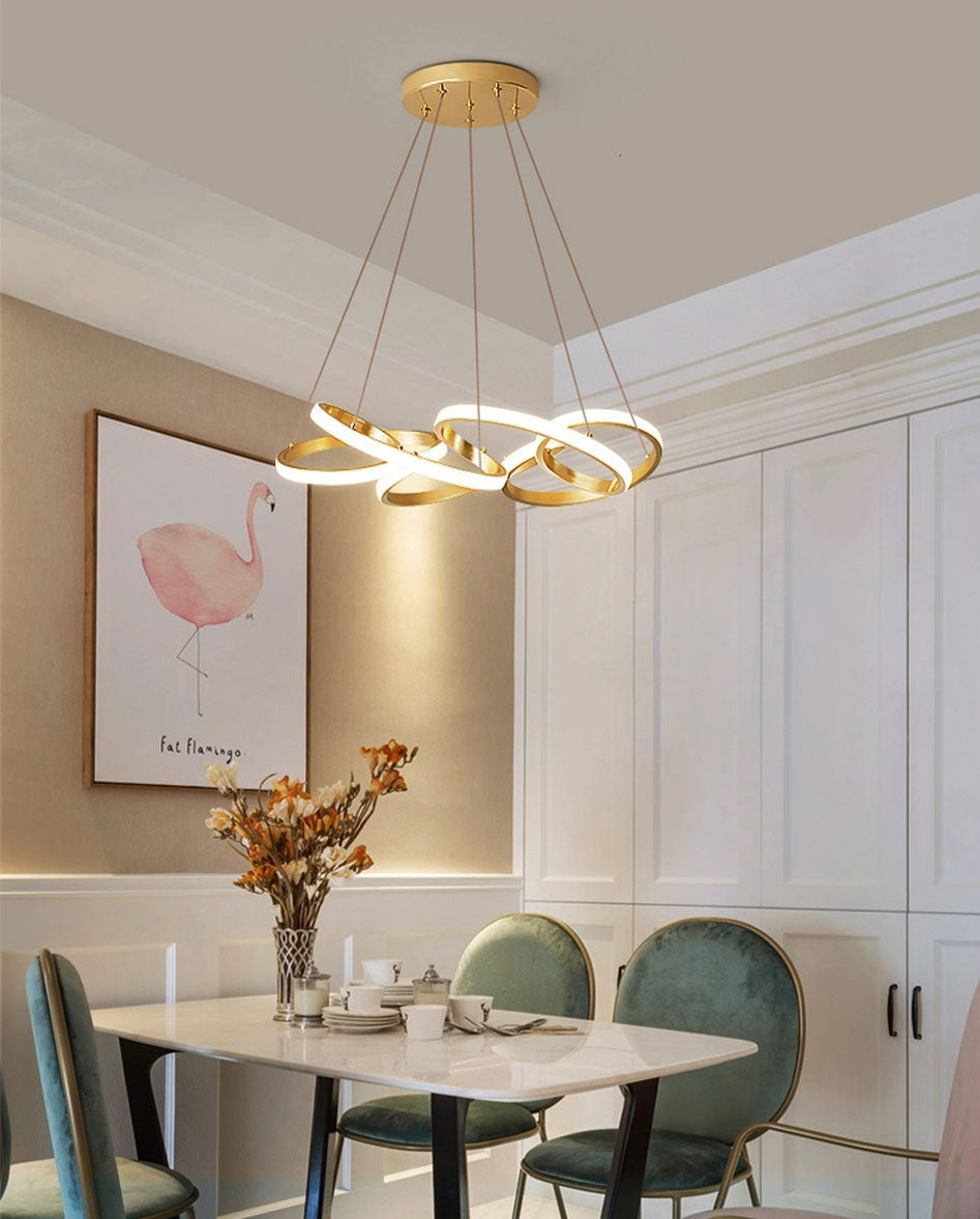 Polished gold dining room led chandelier light fixture
