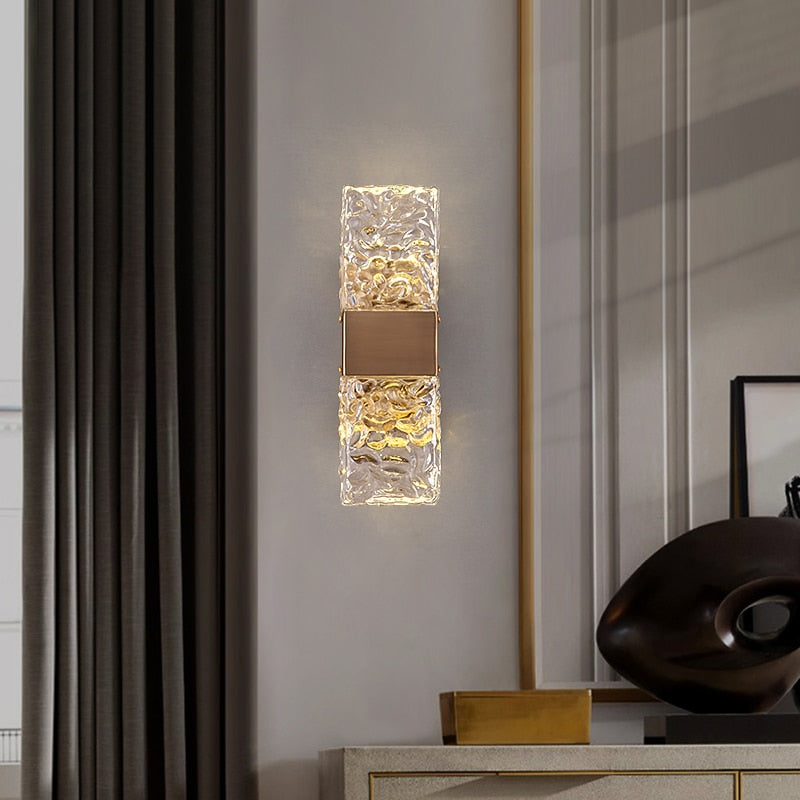 glass copper frame elegant wall light