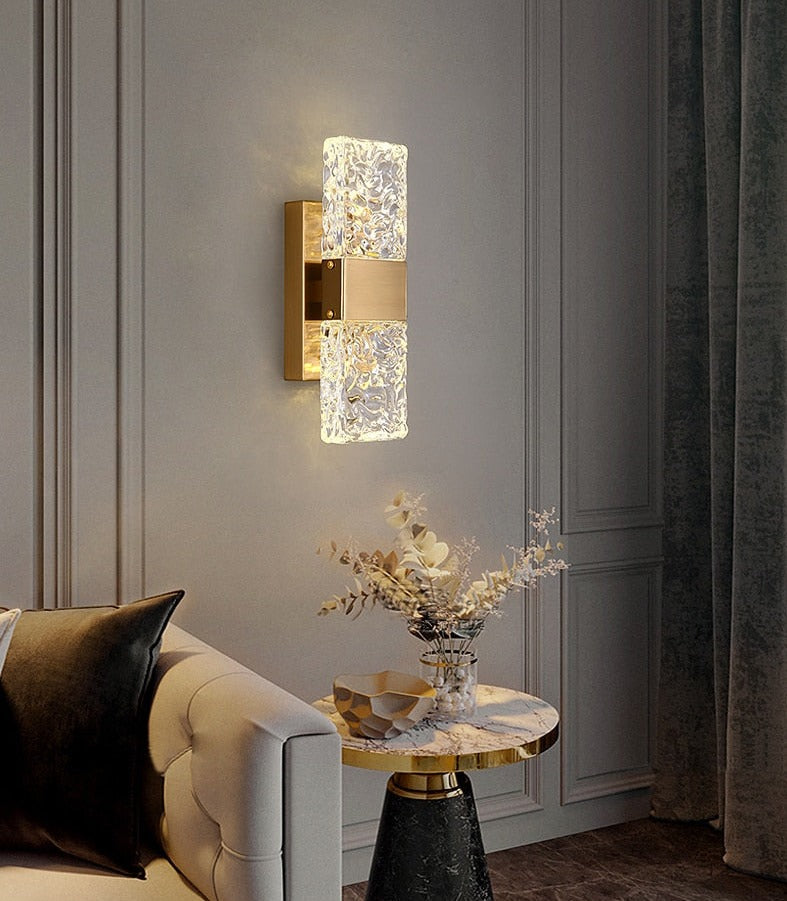 Roma - Textured Glass Crystal Wall Sconce