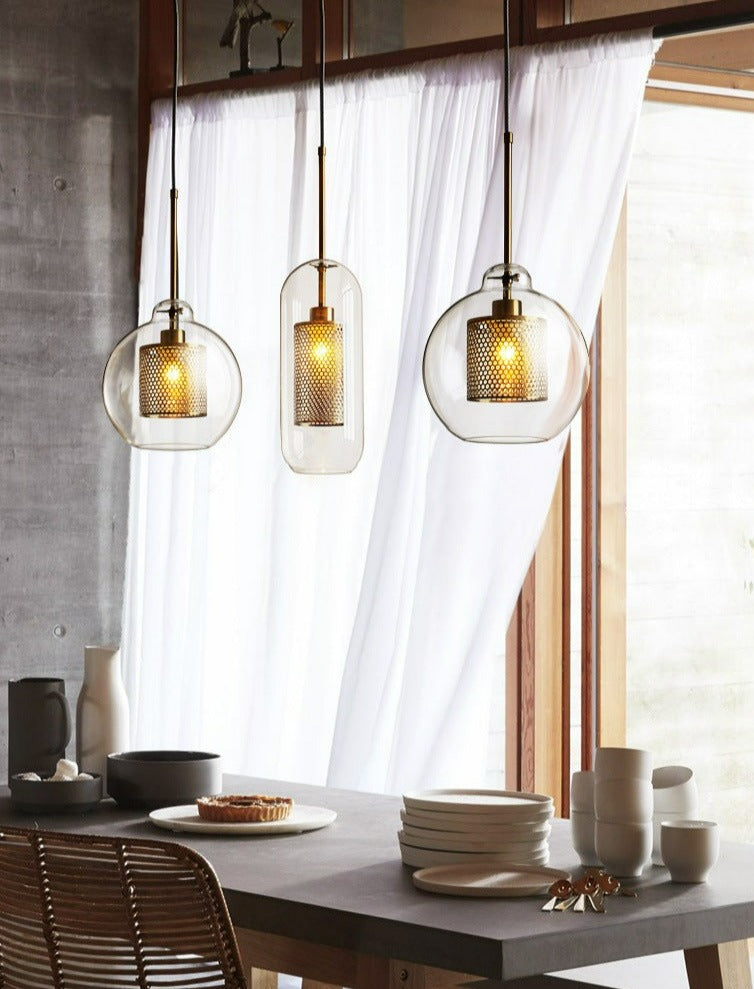 Dining room vintage glass pendant lights