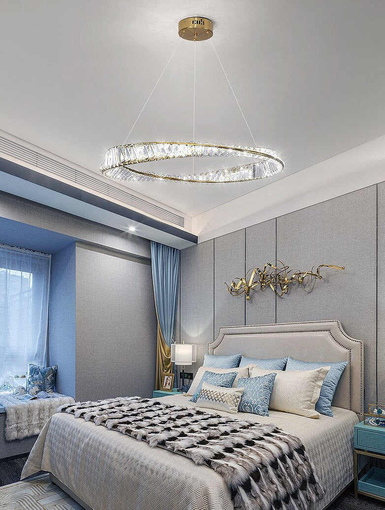 cool white modern master bedroom glass ring chandelier