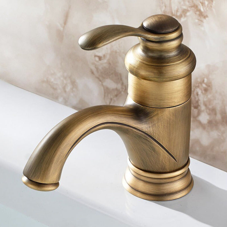 rustic brass single hole bathroom faucet