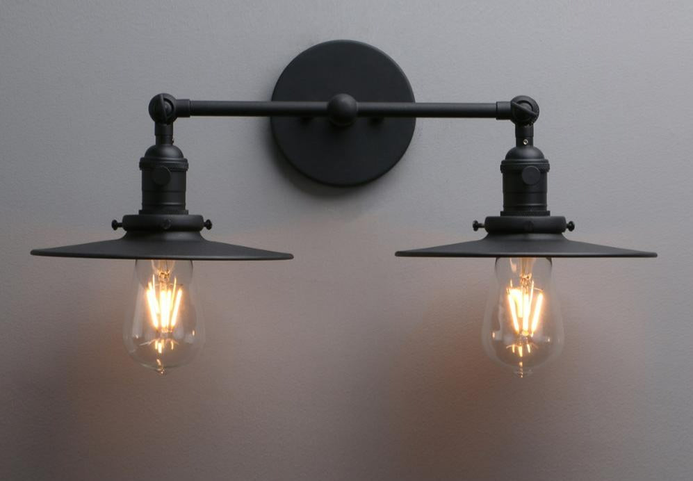 matte black two-bulb wall lamps