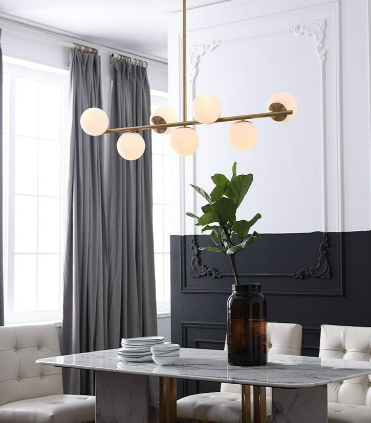 Pendant Light Fixture with Frosted Glass Globe Bulbs