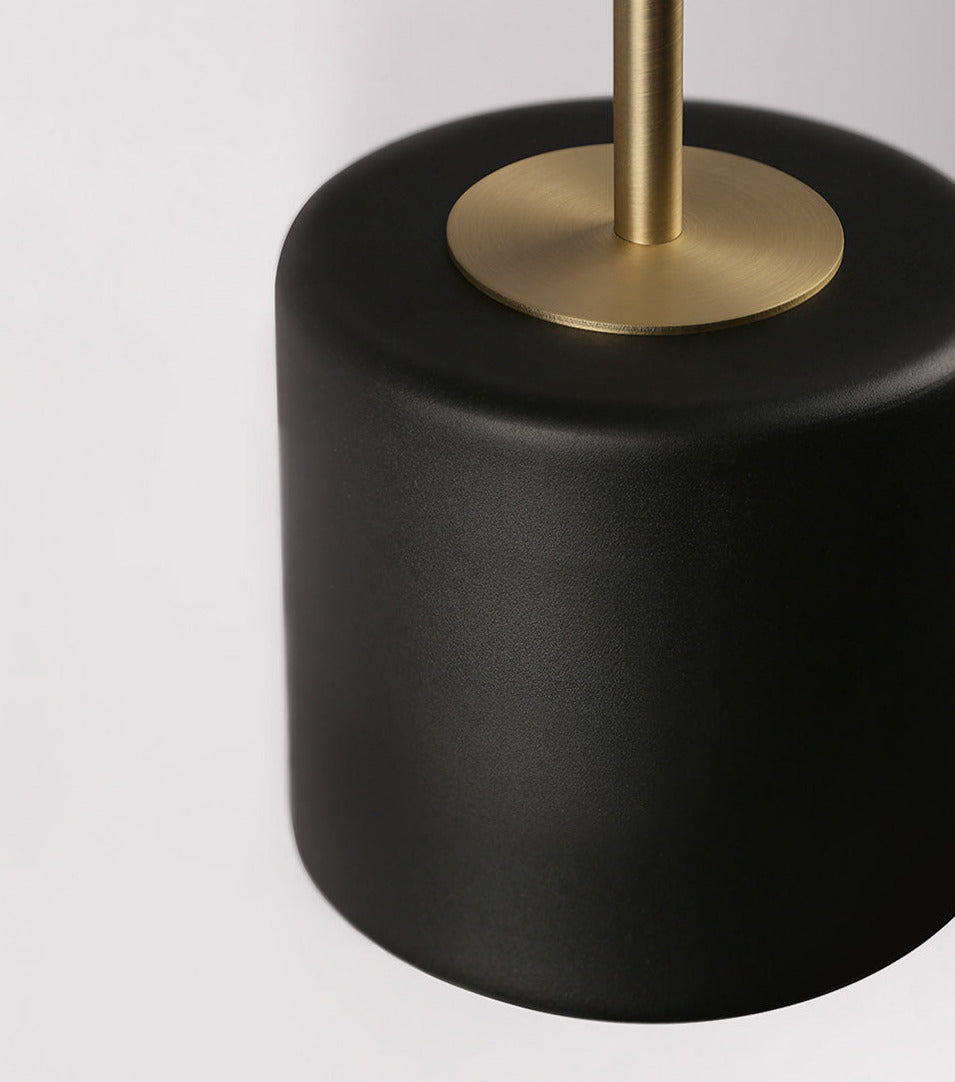 matte black metal lampshade and brass lampbase