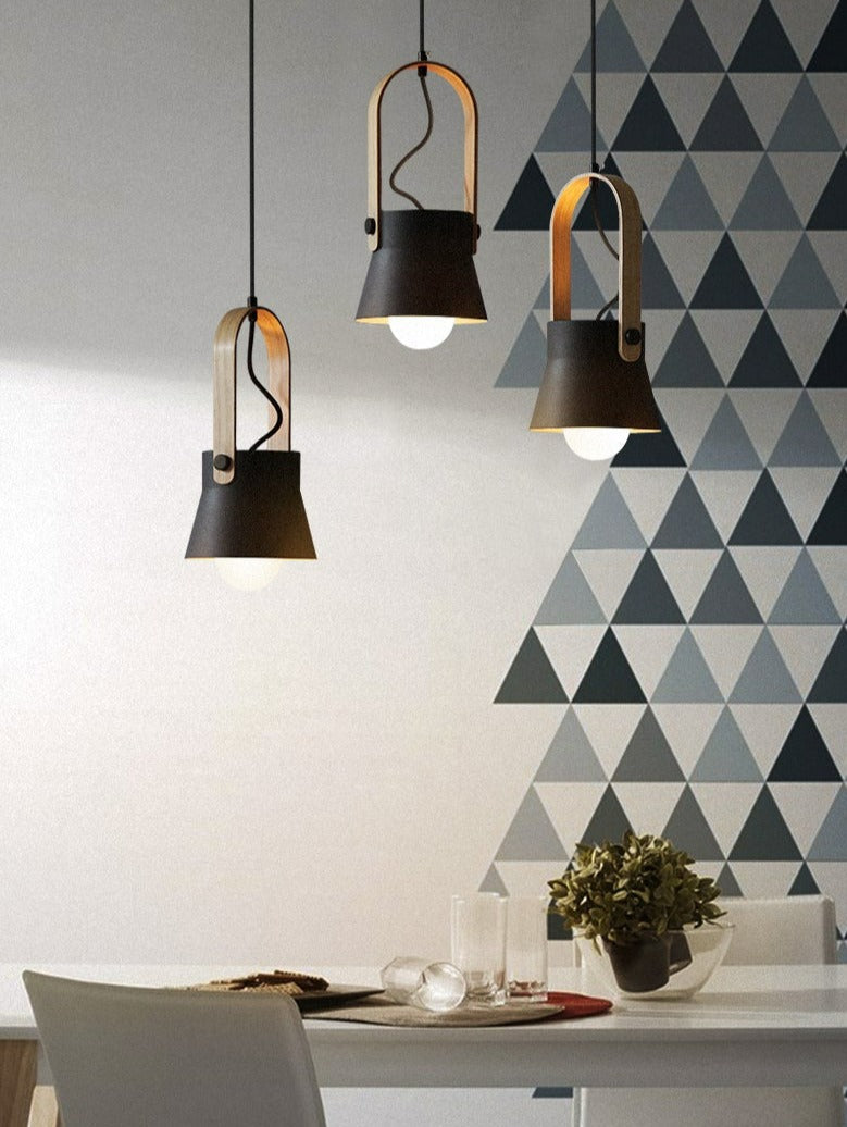 Colorful Nordic Wood Accent Pendant Lights