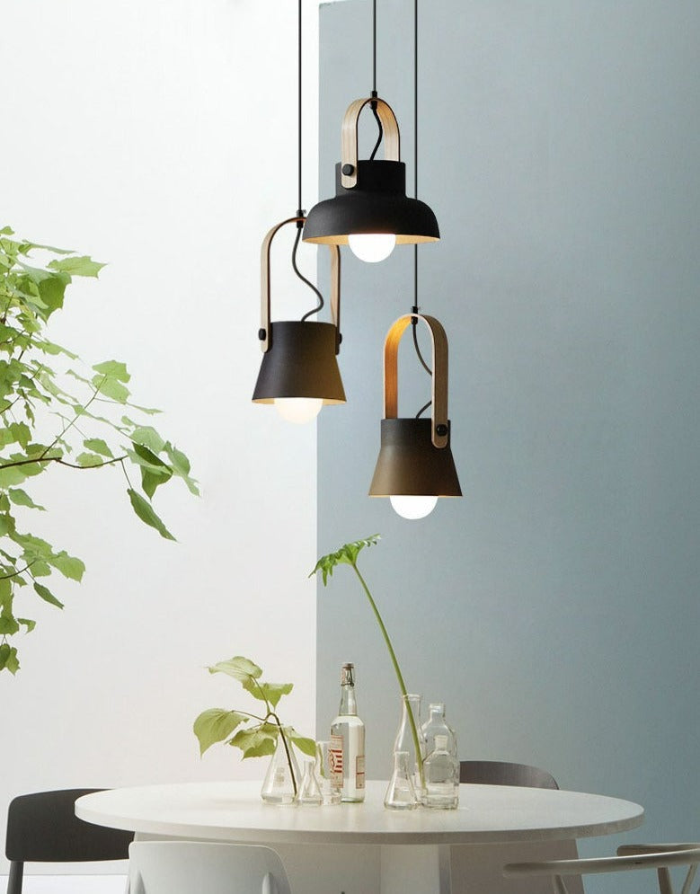 Colorful Nordic Wood Accent Pendant Lights