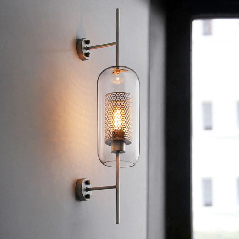 retro brass glass lampshade wall sconce