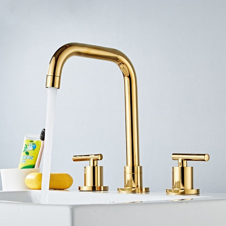 dual handle retro chic slim spout bathroom faucet