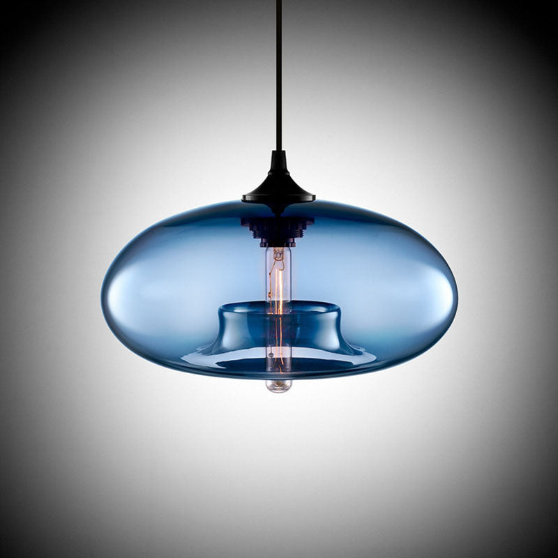 blue tinted glass nordic glass pendant light