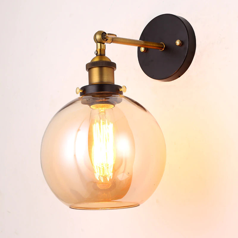 amber glass globe vintage wall sconce