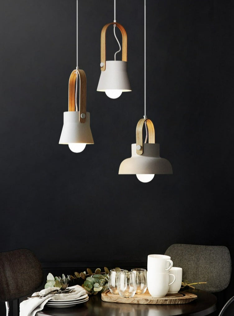 Colorful Nordic Wood Accent Pendant Lights