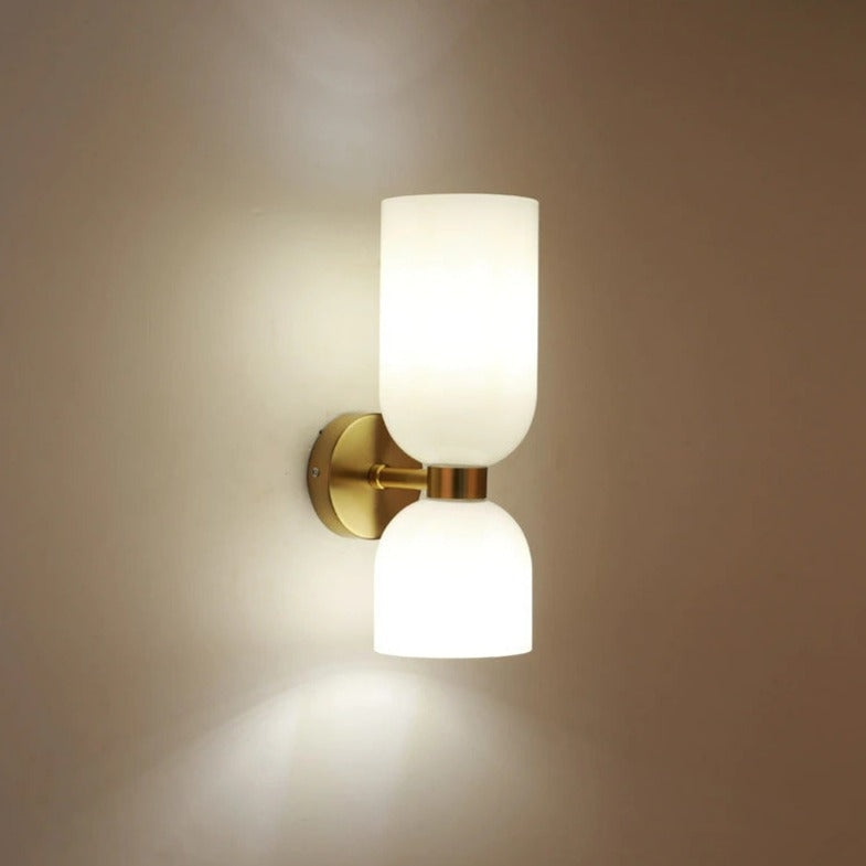 Modern Brass White Frosted Glass Wall Light