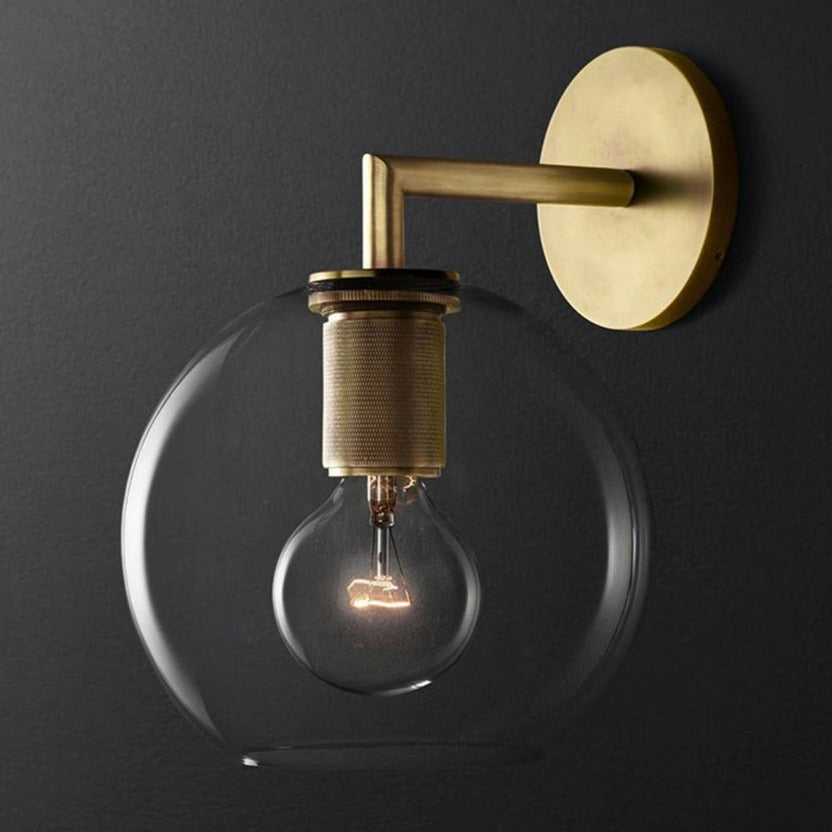 Glass Globe Modern Brass Wall Sconce