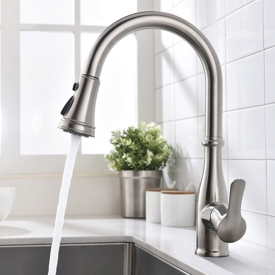 touch sensor on and off brushed nickel kitchen sink faucet