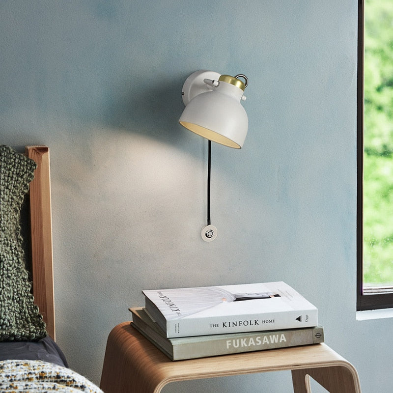 matte white modern nordic bedisde dimmable wall lamp