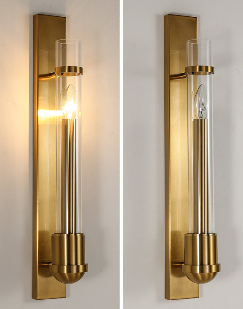 brass single bulb industrial style wall sconce