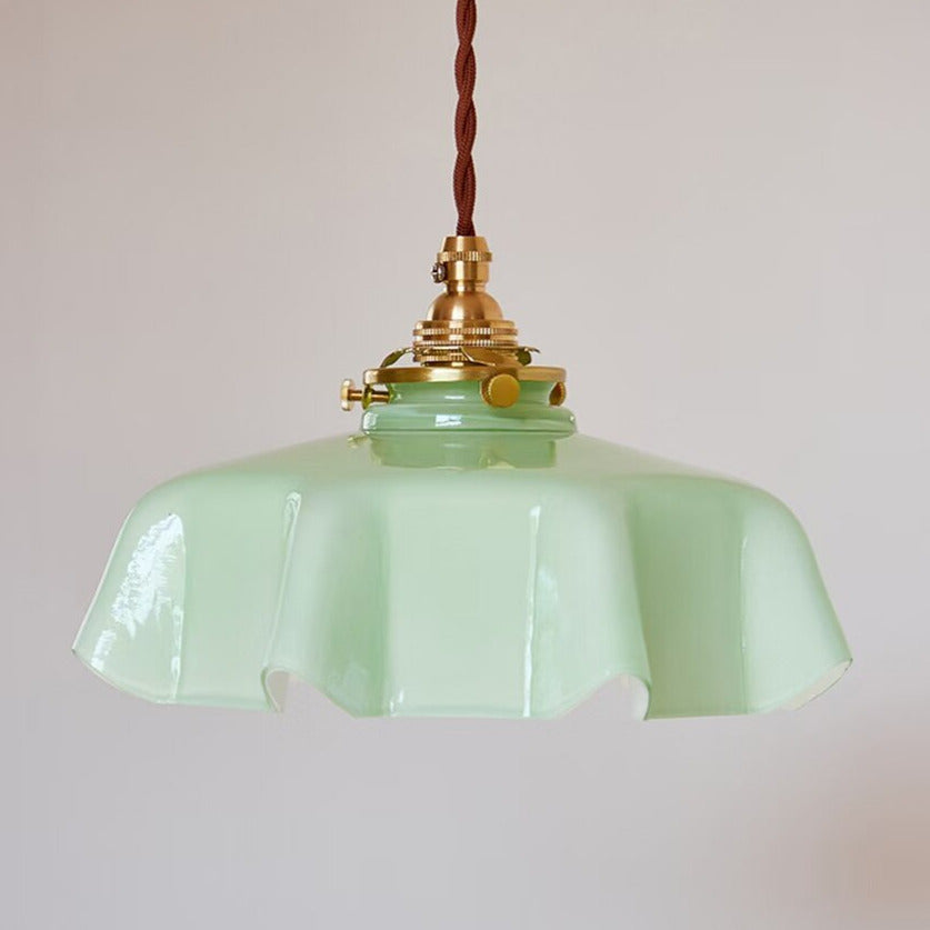 retro vontage farmhouse green flower pendant light