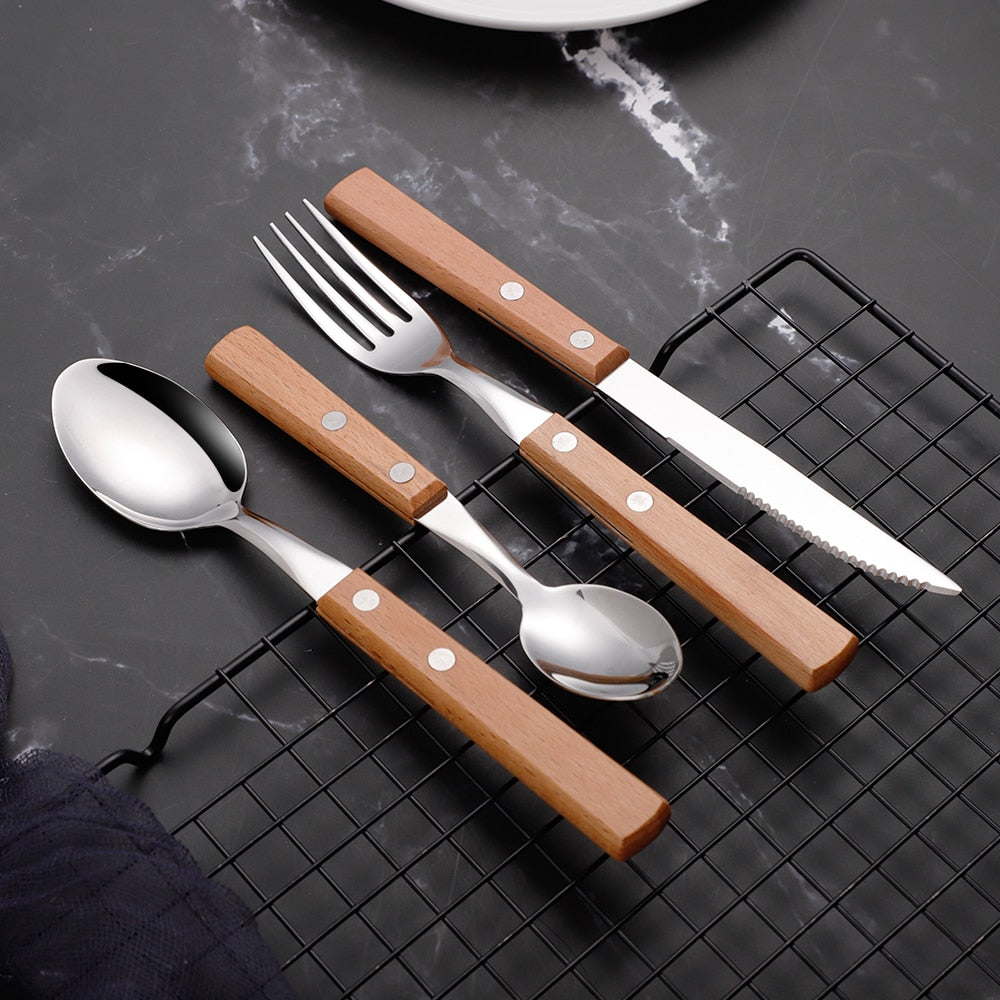 modern wood handle dining set