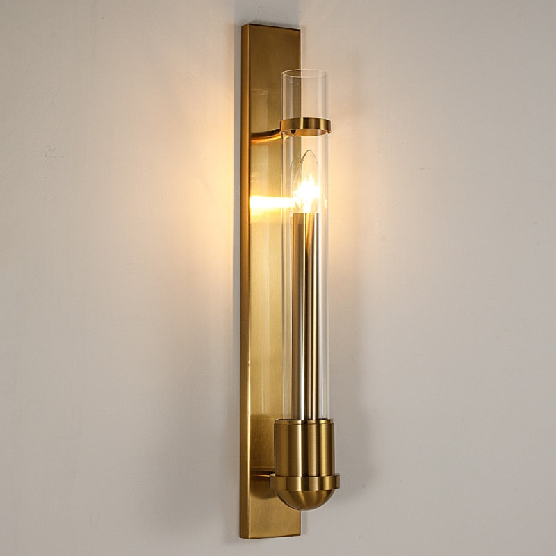 Aston modern slim glass wall sconce