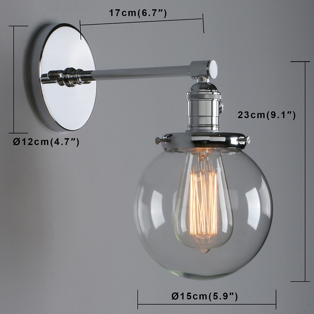 radley glass globe wall sconce dimensions