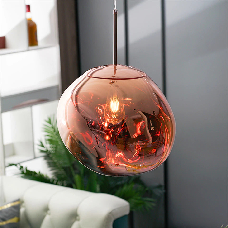 rose gold warped glass pendant lights