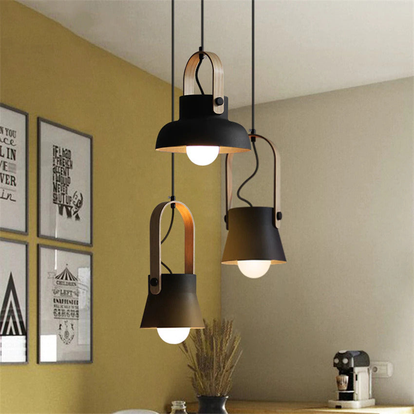 Colorful Nordic Wood Accent Pendant Lights