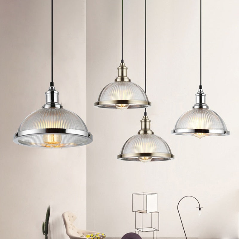 Thatcher - Retro Textured Glass Pendant Lights