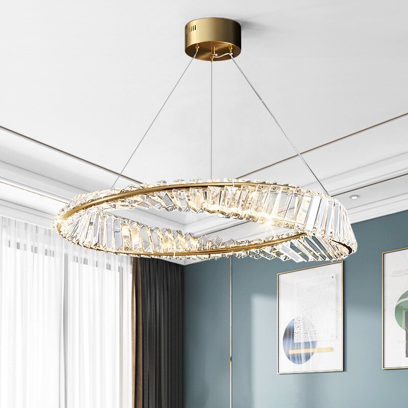 glass crystal ring spiral chandelier for modern homes