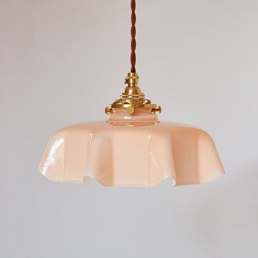 brass and glass retro flower pendant light