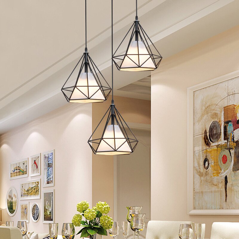 Black wrought Iron caged Hanging Pendant Lights