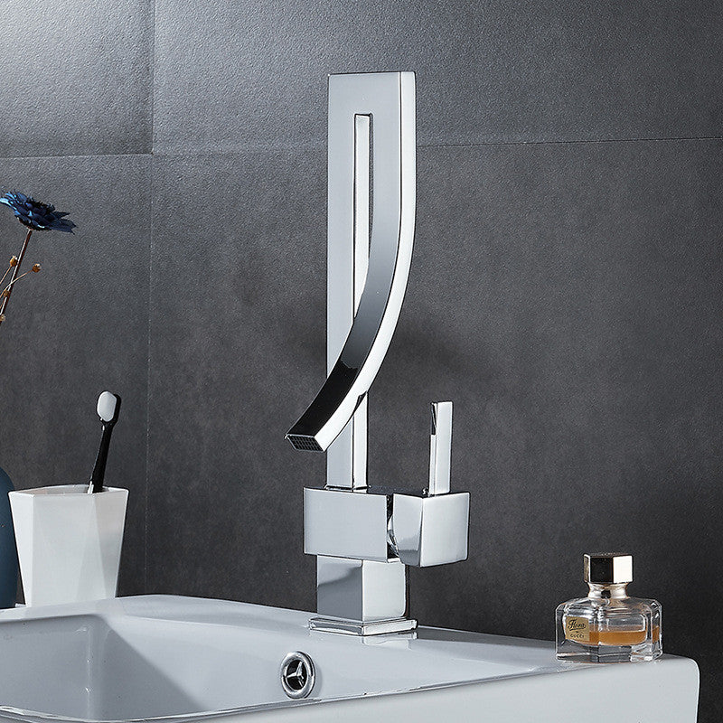 Curved Chrome Powder Room Sink Faucet