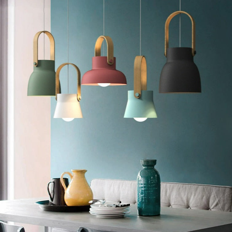 Colorful modern nordic wood pendant lights