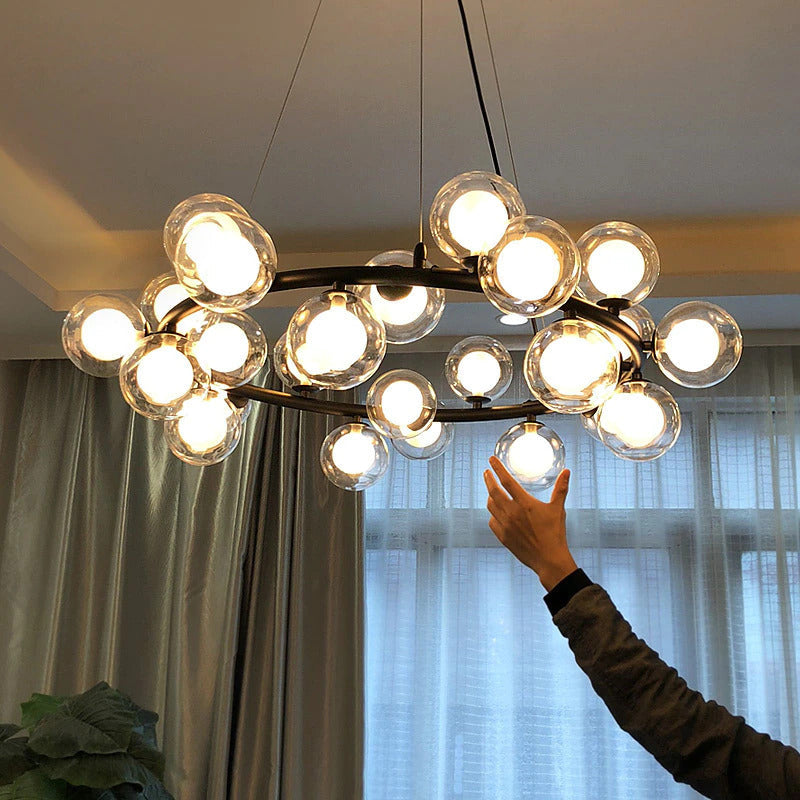 Black multi-bulb modern chandelier