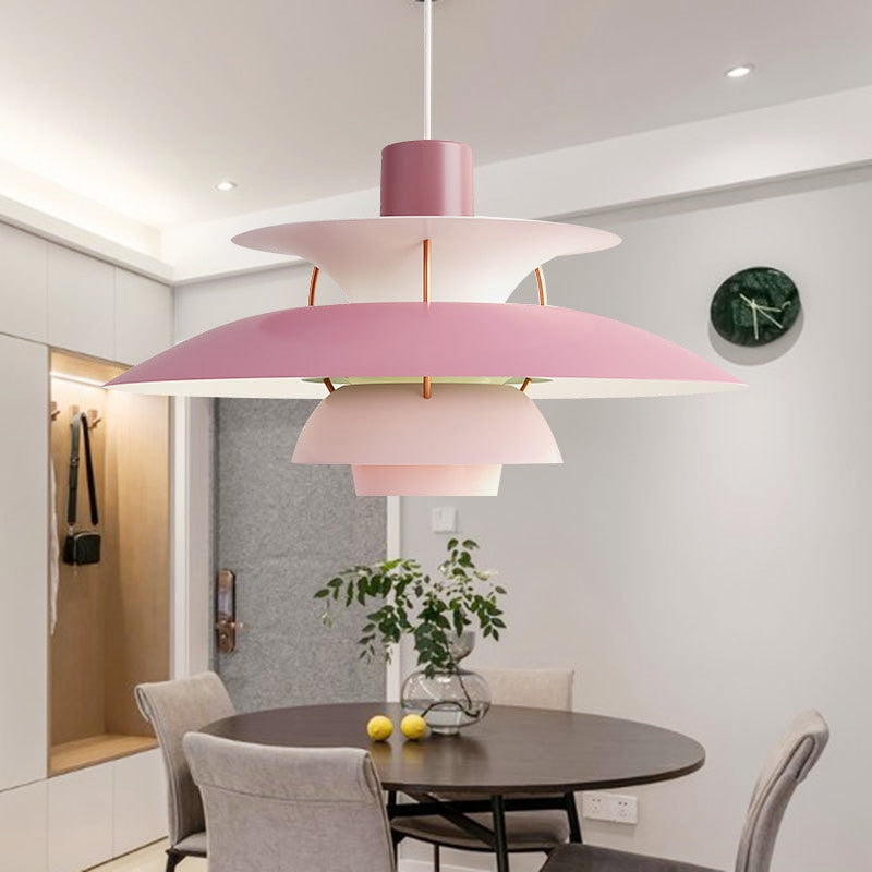 Pink Ozella layered pendant light